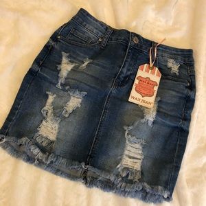 distress denim skirt